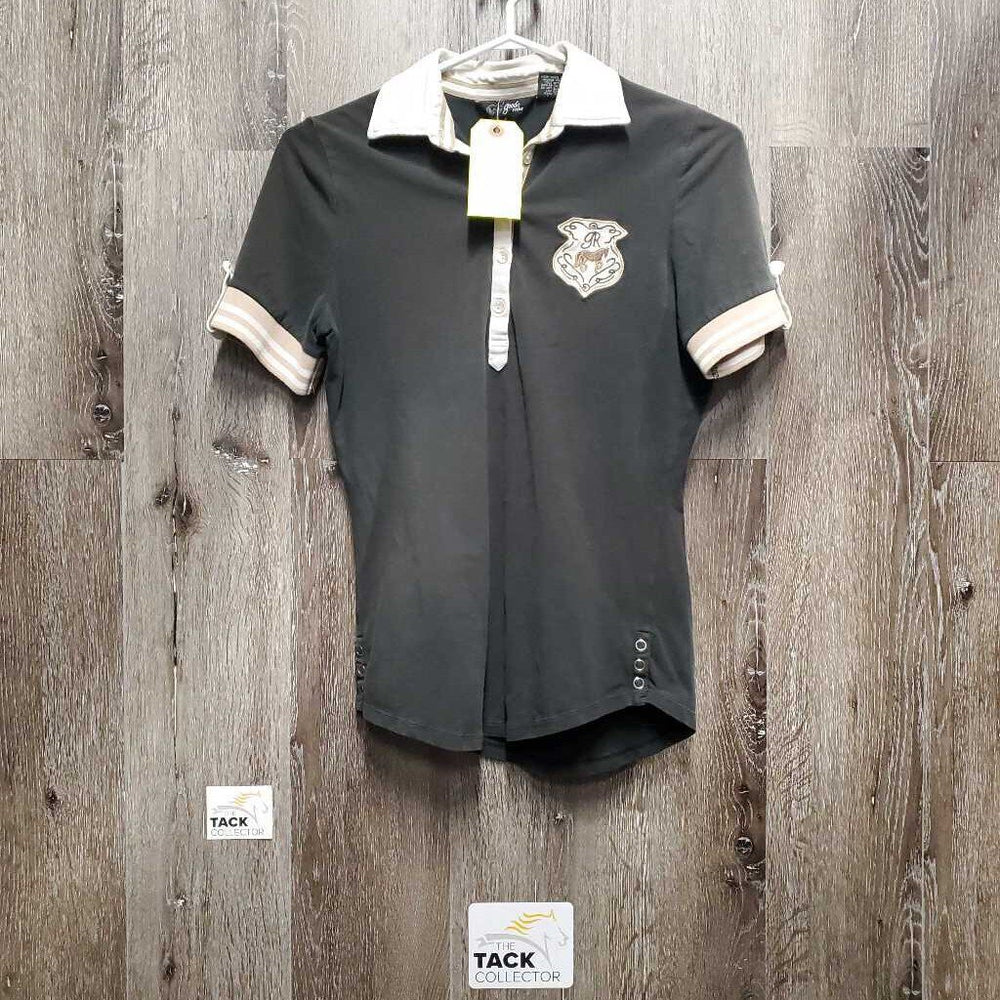 SS Polo Shirt, 1/4 Button Up *gc, faded, seam puckers, older