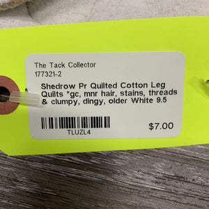 Pr Quilted Cotton Leg Quilts *gc, mnr hair, stains, threads & clumpy, dingy, older