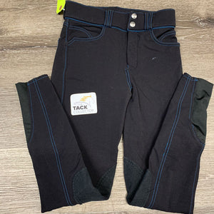 JUNIORS Euroseat Breeches *gc, faded, mnr stains, seam puckers, undone stitching, knees: pulled seams & pilly/rubs