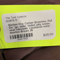 Hvy Cotton Breeches, Pull On *gc, older, faded, pilly knees, seat rubs/pills, v.puckered ankle elastics