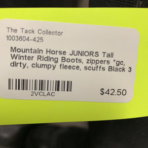 JUNIORS Tall Winter Riding Boots, zippers *gc, dirty, clumpy fleece, scuffs