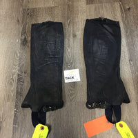 Pr Synthetic Half Chaps *faded, dirty, rubs, pilly edges, thin spots, stains?, threads