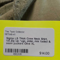 LS Thick Crew Neck Shirt, 1/4 Zip Up *vgc, older, mnr faded & seam puckers
