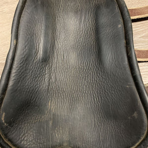 Open Front & Hind Padded Leather Boots, tabs *gc, elastic: dirty & hairy, stitching, dirty, scuffs