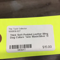 Thick Soft Padded Leather Bling Dog Collars *new
