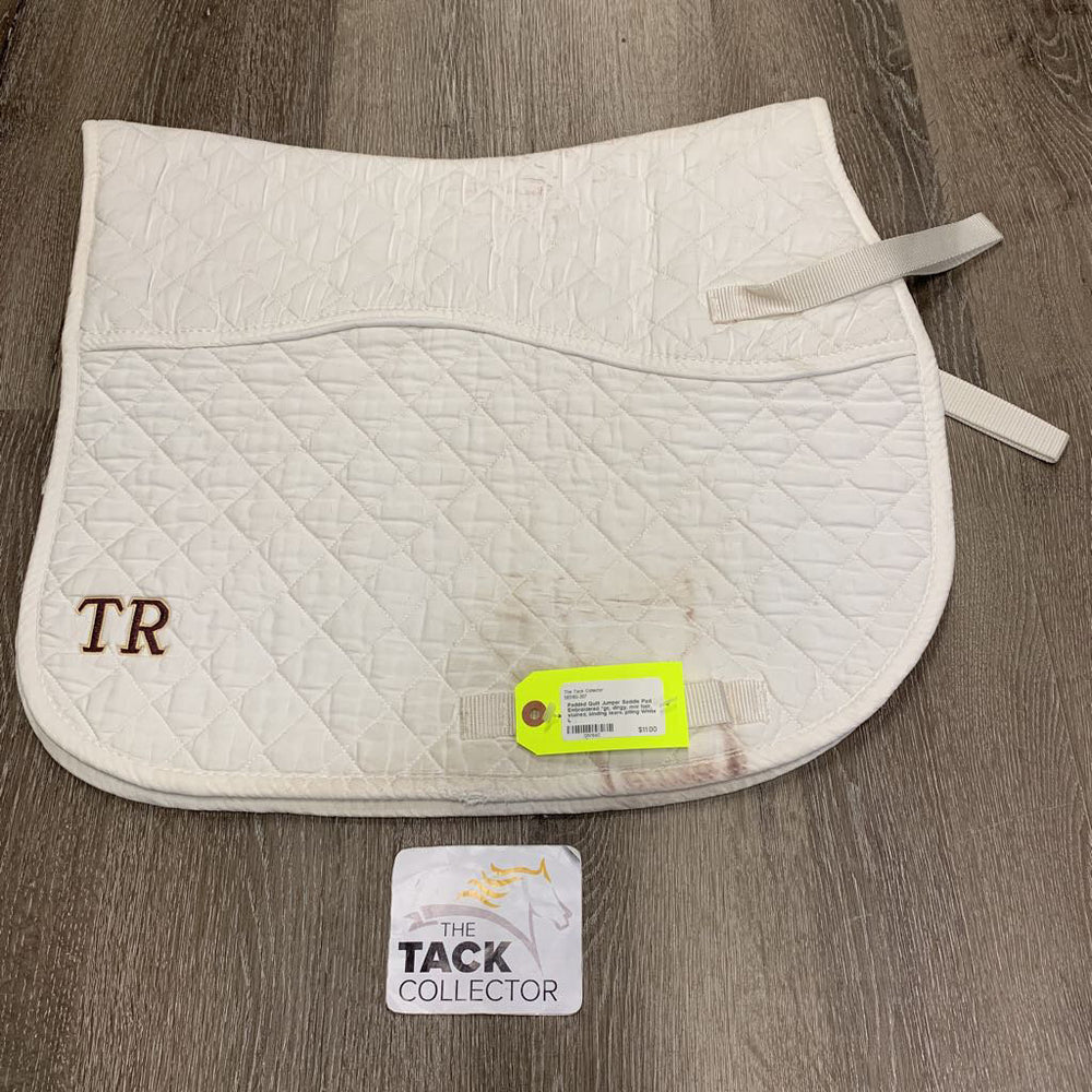 Padded Quilt Jumper Saddle Pad Embroidered *gc, dingy, mnr hair, stained, binding tears, pilling
