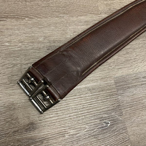 Padded Leather Girth, 1x els, Center D Ring *gc, clean, hairy seams, crinkles, rubs/discolored