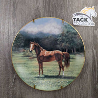 "Classic Beauty: The Thoroughbred" Decorative Plate by Pamela Wildermuth, plate wall hanger, artist pamphlet - 1992 #4798A *xc, back stains & hair
