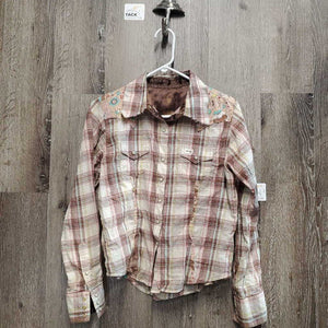 LS Western Shirt, snaps *vgc, crinkled, seam puckers