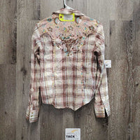 LS Western Shirt, snaps *vgc, crinkled, seam puckers