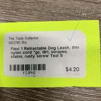 Retractable Dog Leash, thin nylon cord *gc, dirt, scrapes, stains, rusty screw

