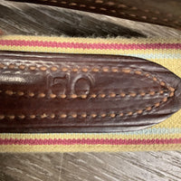 Thick/Padded Leather Girth, 1x els *vgc, clean, scuffs, hairy seams, stains, mnr elastic rubs