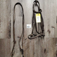 Rsd Bridle, Braided nose & browband, Curb Reins *broken laces, cracks, v.loose keepers, v.stiff, dry, xholes, scrapes, fair