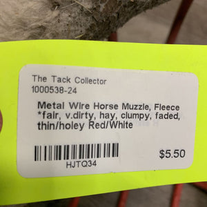Metal Wire Horse Muzzle, Fleece *fair, v.dirty, hay, clumpy, faded, thin/holey