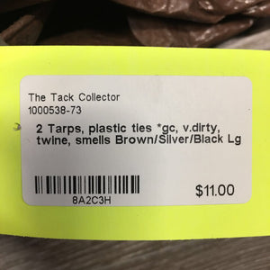 2 Tarps, plastic ties *gc, v.dirty, twine, smells