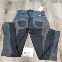 Denim Full Seat Breeches *undone seam stitching, dirty, discolored, fair, faded, stains & pilly
