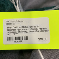 Hvy Cotton Stable Sheet, 0 legs/tail *gc, clean, vfaded, repairs, shrunk?, stitching, tears