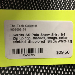 SS Polo Show Shirt, 1/4 Zip up *gc, threads, snags, collar: crinkled, discolored