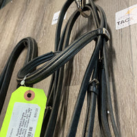 Rsd/Padded Double Dressage Bridle, Rubber & Curb Reins *gc, dirty, sticky, stiff, tight keepers, xholes, scrapes
