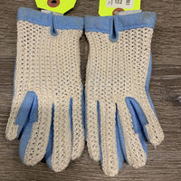 JUNIORS Crochet Micro Suede Riding Gloves *xc, mnr stains