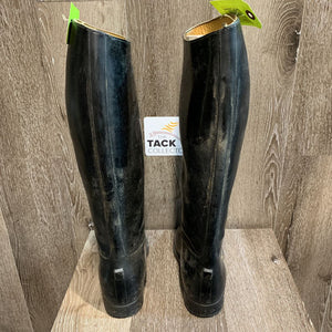 Pr Tall Lined Rubber Boots *dirty, scuffs, scrapes, gc, older, loose inner lining