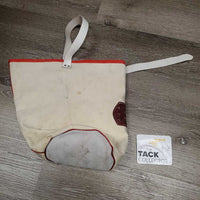 Hvy Canvas Feed Bag, leather crown strap, tags *vgc, mnr stains, dirt, spots?, older
