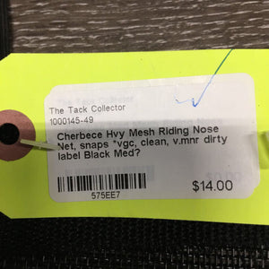 Hvy Mesh Riding Nose Net, snaps *vgc, clean, v.mnr dirty label