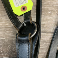 Soft Leather German Martingale, Wide Cotton Web Reins *older, gc, xholes, Reins: twists, thin, faded, frays, dirty