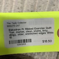 Pr Ribbed Exercise Quilt *fair, marker, clean, stains, linty, dingy, older, unstitched edges