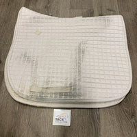 Thick Quilt Dressage Saddle Pad *gc, clean, stains, mnr hair, pilling, edge rubs, cut tabs, threads
