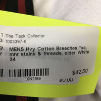 MENS Hvy Cotton Breeches *xc, mnr stains & threads, older
