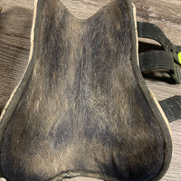 Pr Open Front Boots, Memory Foam/Velcro, tabs *fair, holey edge, v.dirty, v.hairy, stains, rubs/thin