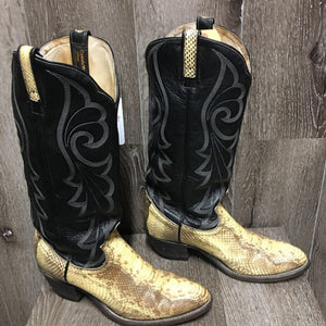 Pr Pointy Toe Python Western Boots, cardboard forms *vgc, older, clean, creases