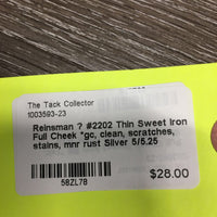 #2202 Thin Sweet Iron Full Cheek *gc, clean, scratches, stains, mnr rust
