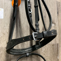 Rsd/Padded Bling Bridle, Flash, Wide Cotton Web Reins, Buckles *vgc, clean, mnr dirt/film inside, Reins: dirty, faded & hairy