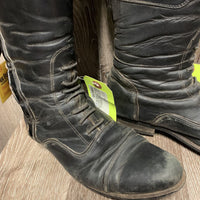 Pr Field Boots, 2 forms, boot bag *heels: folded, worn Toes: dirty, scuffs/scrapes, loose soles, seam chips