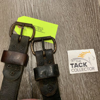 Narrow Thin Leather Back Cinch, connector strap, conway *older, dry, stiff, CRACKS, rusty, fair
