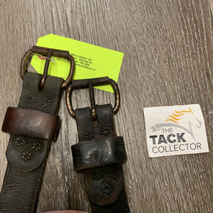 Narrow Thin Leather Back Cinch, connector strap, conway *older, dry, stiff, CRACKS, rusty, fair