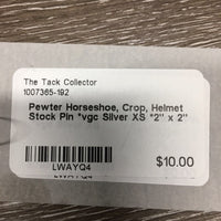 Pewter Horseshoe, Crop, Helmet Stock Pin *vgc