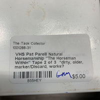 VHS Pat Parelli Natural Horsemanship "The Horseman Within" Tape 2 of 3 *dirty, older, marker/Discard, works?
