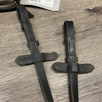 Rubber Lined Reins, stoppers *gc, edges: rubs & loose threads, loose hook, creases, clean, thin rubber
