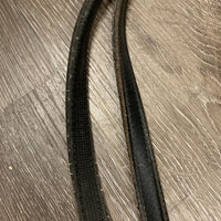 Rubber Lined Reins, stoppers *gc, edges: rubs & loose threads, loose hook, creases, clean, thin rubber