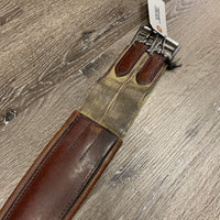 Padded Leather Girth, 1x els *gc, mnr dirt, frayed thread ends, discolored/rubs & faded, stains, scrapes, scratches
