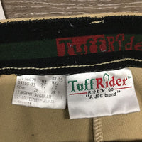 Full Seat Suede Ribbed Breeches *gc, older, seam puckers, seat rubs/pills, hairy velcro