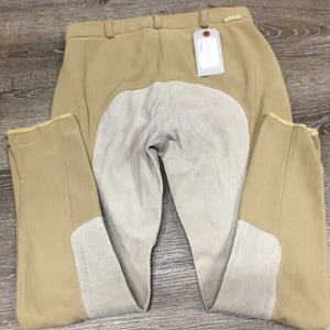 Full Seat Suede Ribbed Breeches *gc, older, seam puckers, seat rubs/pills, hairy velcro