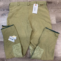Hvy Cotton Breeches *older, v.clumpy/rubbed knees, seam puckers, seat rubs/pills