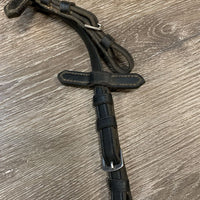 Soft Narrow/Fine Leather Rubber Reins, Buckles *gc, crumbling rubber, curled ends, faded, mnr dirty
