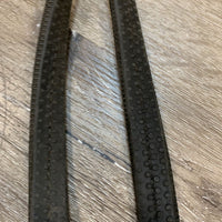 Soft Narrow/Fine Leather Rubber Reins, Buckles *gc, crumbling rubber, curled ends, faded, mnr dirty