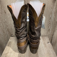 Pr Pointed Square Toe Western Slouch Fashion Boots *xc