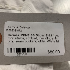 MENS SS Show Shirt *gc, mnr stains, crinkled, mnr dingy & pits, seam puckers, older